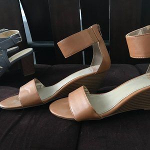 Tan low heel sandals